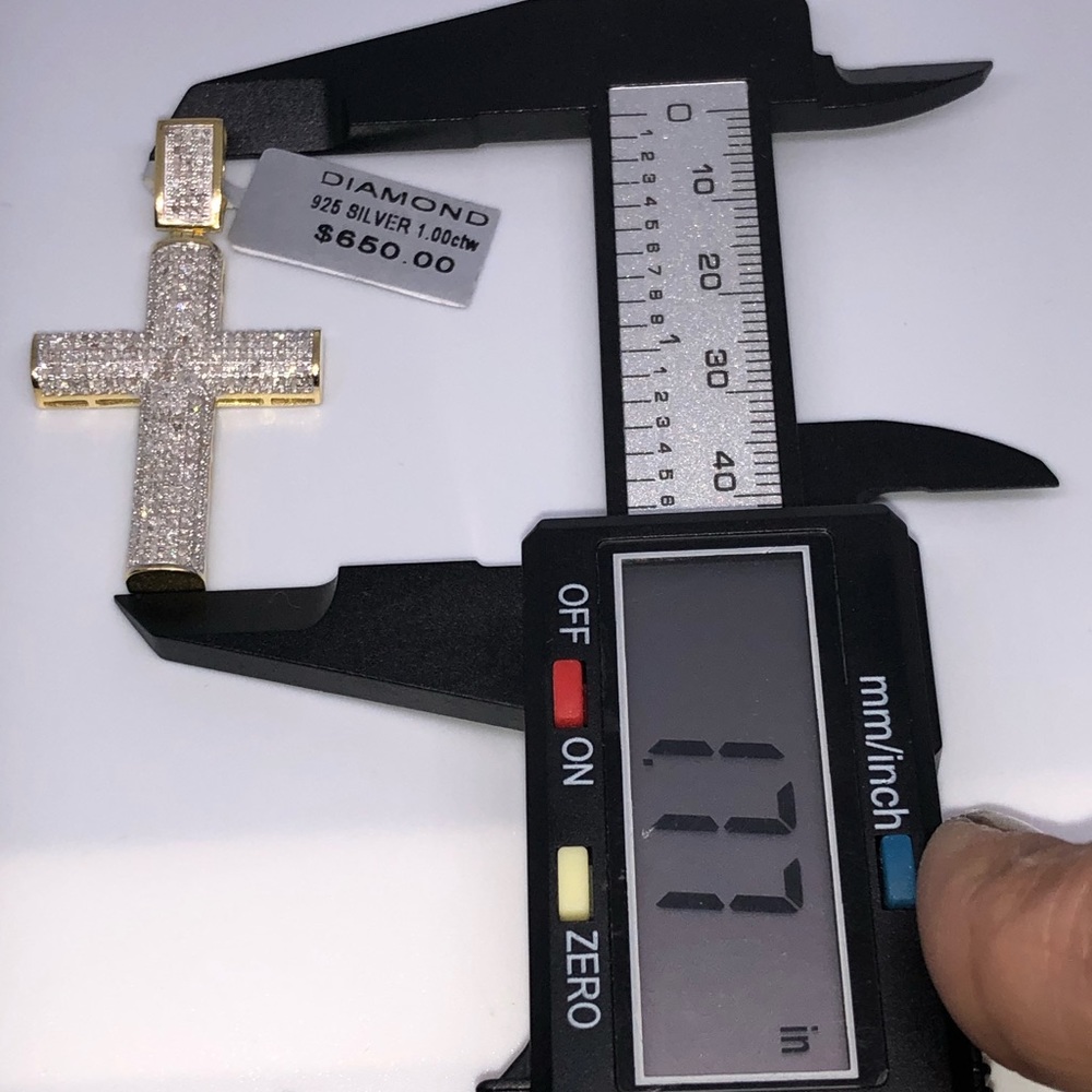 Certified Genuine Real diamond Cross pendant charm Not CZ not fake! 1 CT natural - Picture 3 of 10